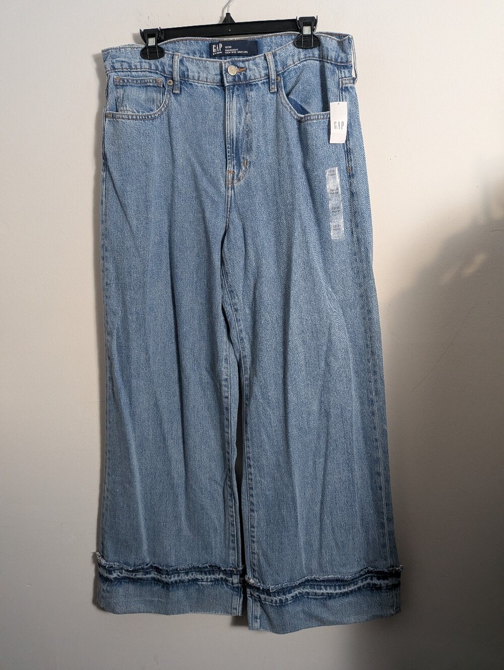 Gap Wide Leg Jean Cuffed Super Soft High Rise Medium Wash Sz 12